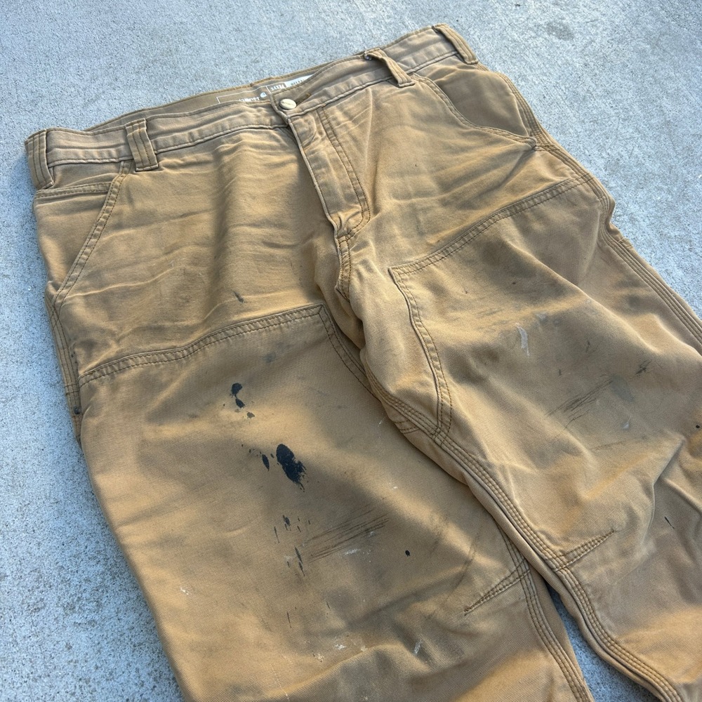 Carhartt Double Knee Pants 34x34 Tan Brown Relaxed Fit Workwear Distressed Pntr
